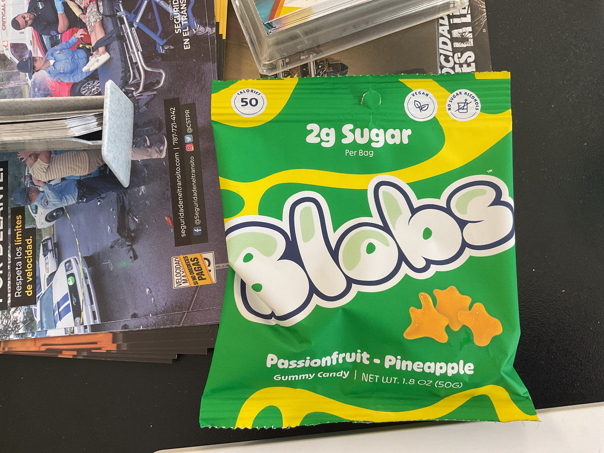 Blobs, Passionfruit- pineapple, gummy candy, 1.8oz