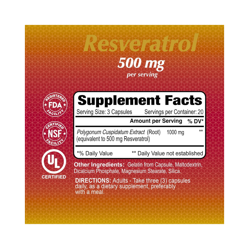 ALFA VITAMINS, Resveratrol 500mg, 60 capsules