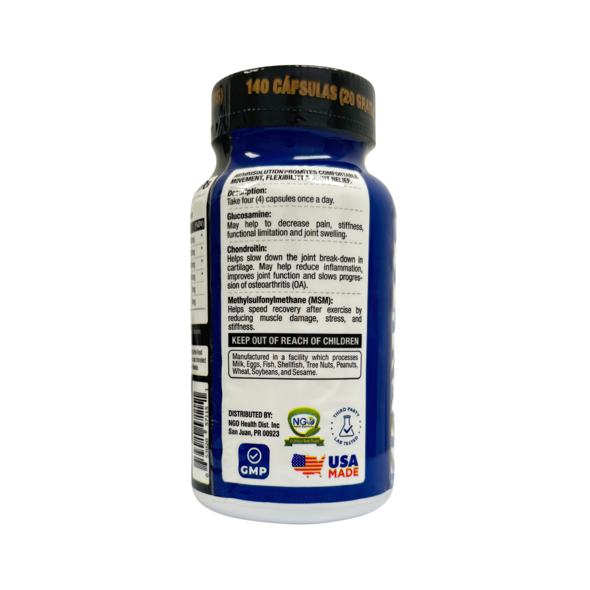 ArthriSolution, Collagen + MSM Glocosamine Chondritin & vitamin C, 140 capsules