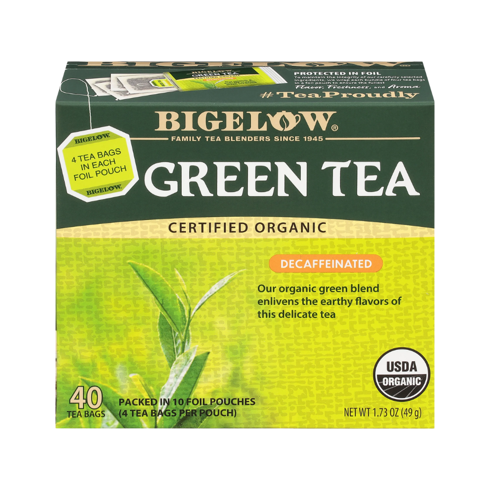 Bigelow, Green Tea Certified Organic Decaffeinated, 40 Teabags 1.82oz (51g)