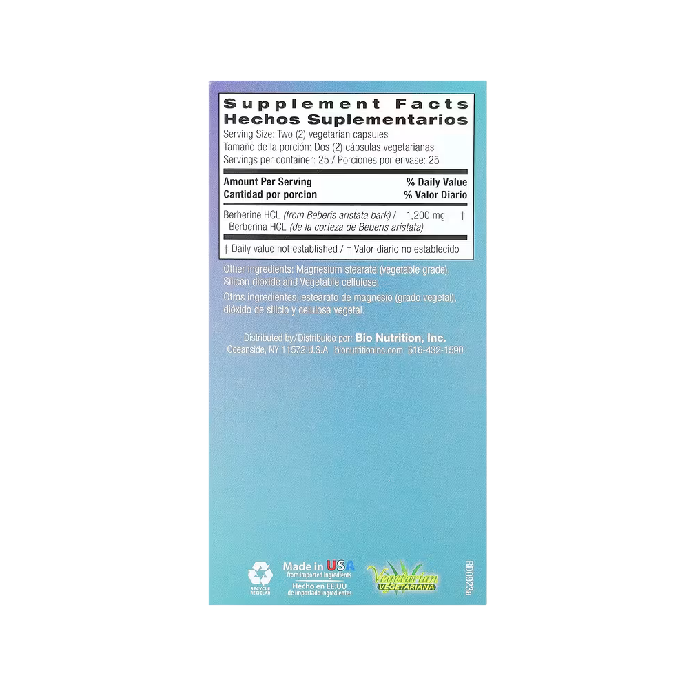 Bio Nutrition, Advanced Berberine (600mg per Capsule), 50 Vegetarian Capsules