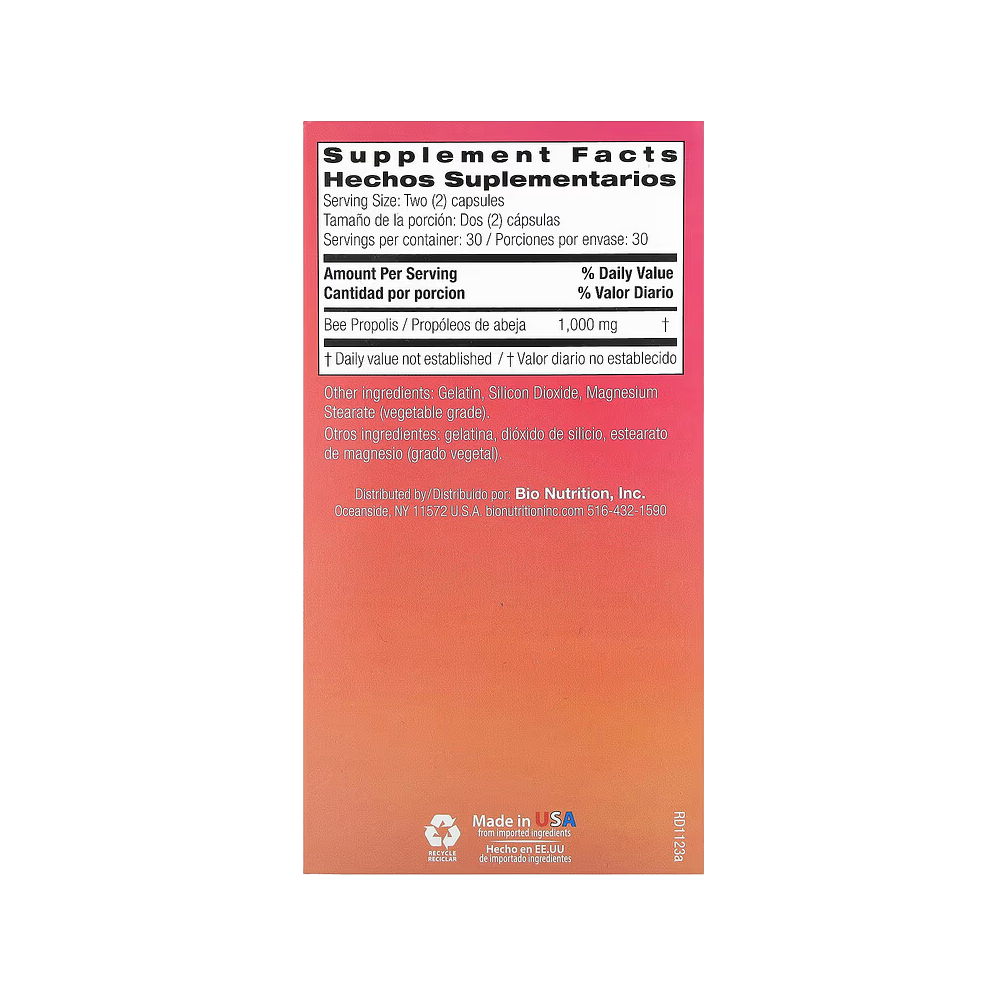 Bio Nutrition, Bee Propolis (500 mg per Capsule), 60 Capsules