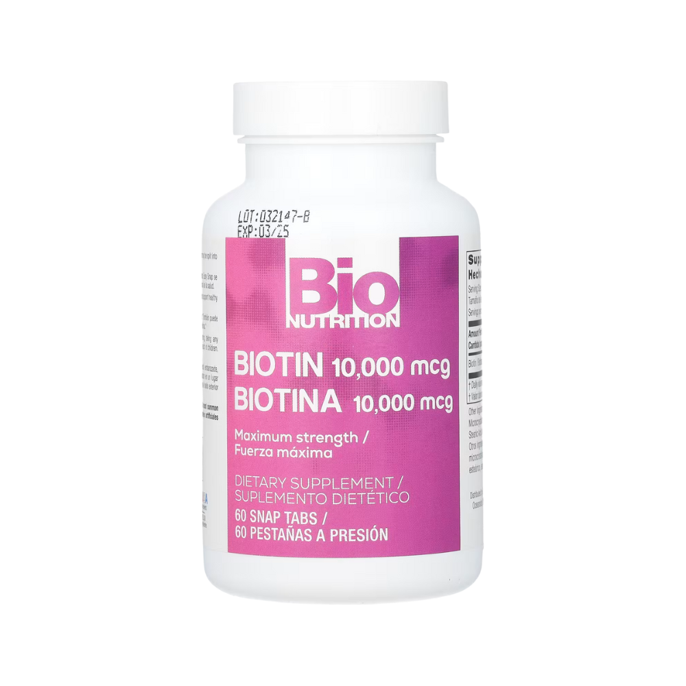 Bio Nutrition, Biotin, Maximum Strength 10,000 mcg, 60 Snap Tabs
