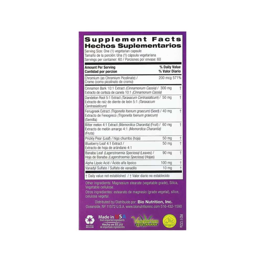 Bio Nutrition, Blood Sugar Wellness, 60 Vegetarian Capsules