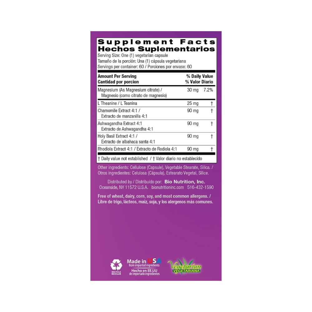 Bio Nutrition, Emotional Wellbeing wellness,  60 Vegetarian Capsules