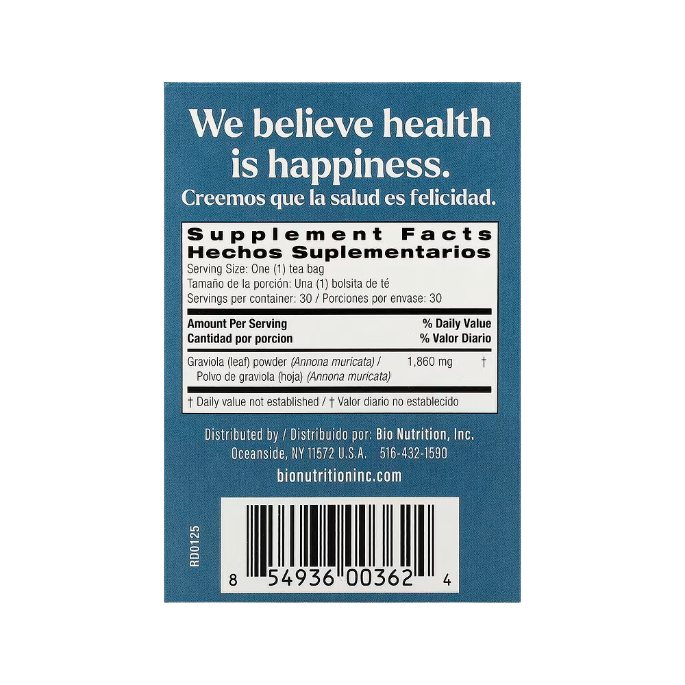 Bio Nutrition, Graviola Tea, Caffeine Free, 30 Tea Bags, 2oz (56g)