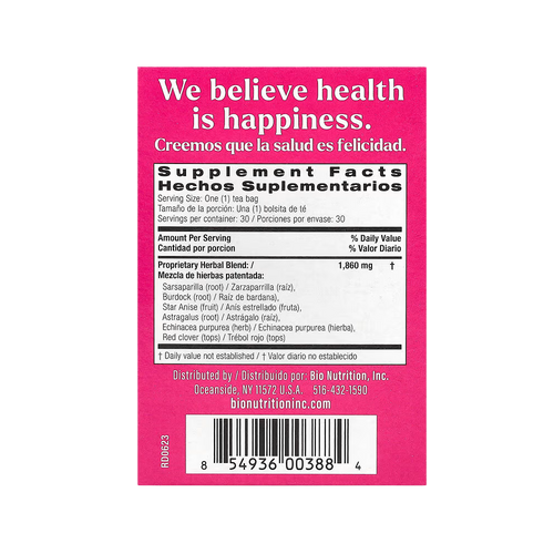 Bio Nutrition, Lymph Support Tea, Caffeine Free, 30 Tea Bags, 2 oz (56 g)