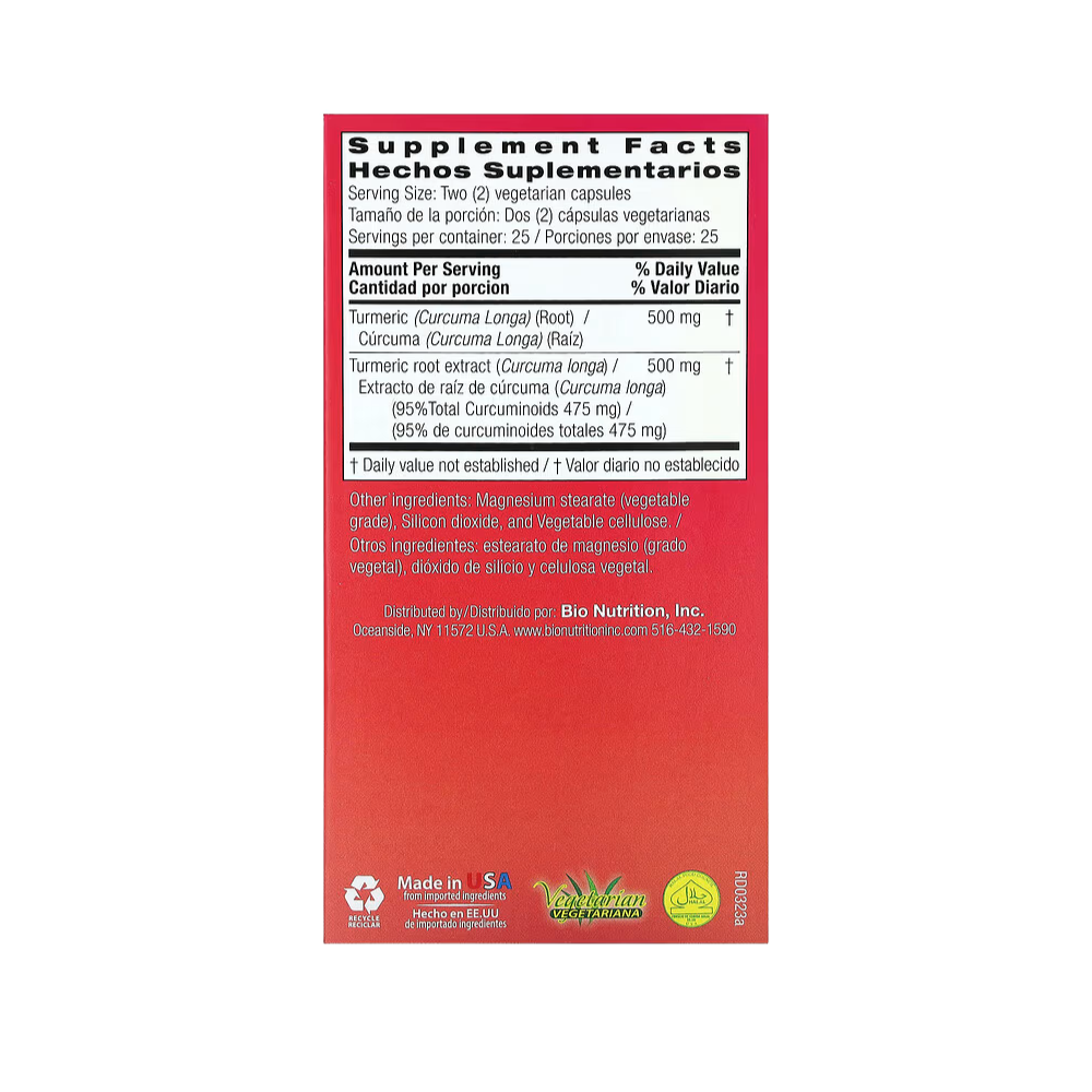 Bio Nutrition, Turmeric Curcumin, 50 Vegetarian Capsules
