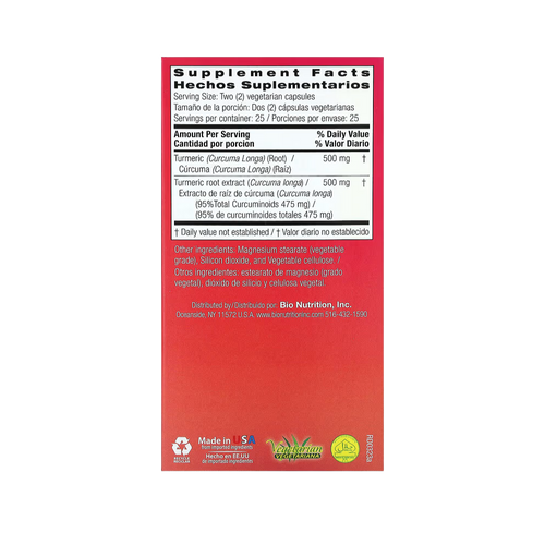 Bio Nutrition, Turmeric Curcumin, 50 Vegetarian Capsules