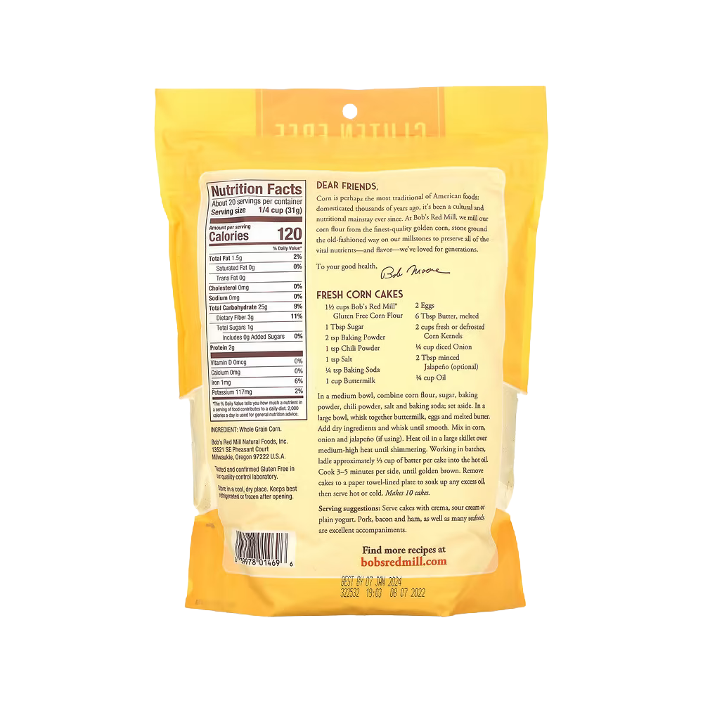 Bob’s Red Mill, Corn Flour Stone ground , 22 oz  (1 lb 6oz ) 624 g