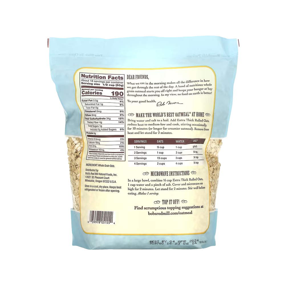 Bob's Red Mill, Extra Thick Rolled Oats, Whole Grain, 32 oz (907 g)