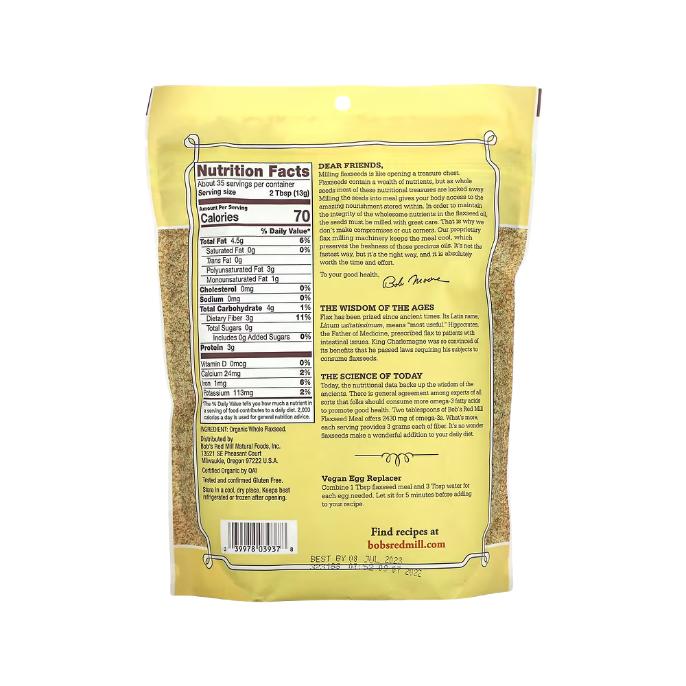 Bob’s Red Mill, Organic Whole Flaxseed meal, 13 oz (368 g)