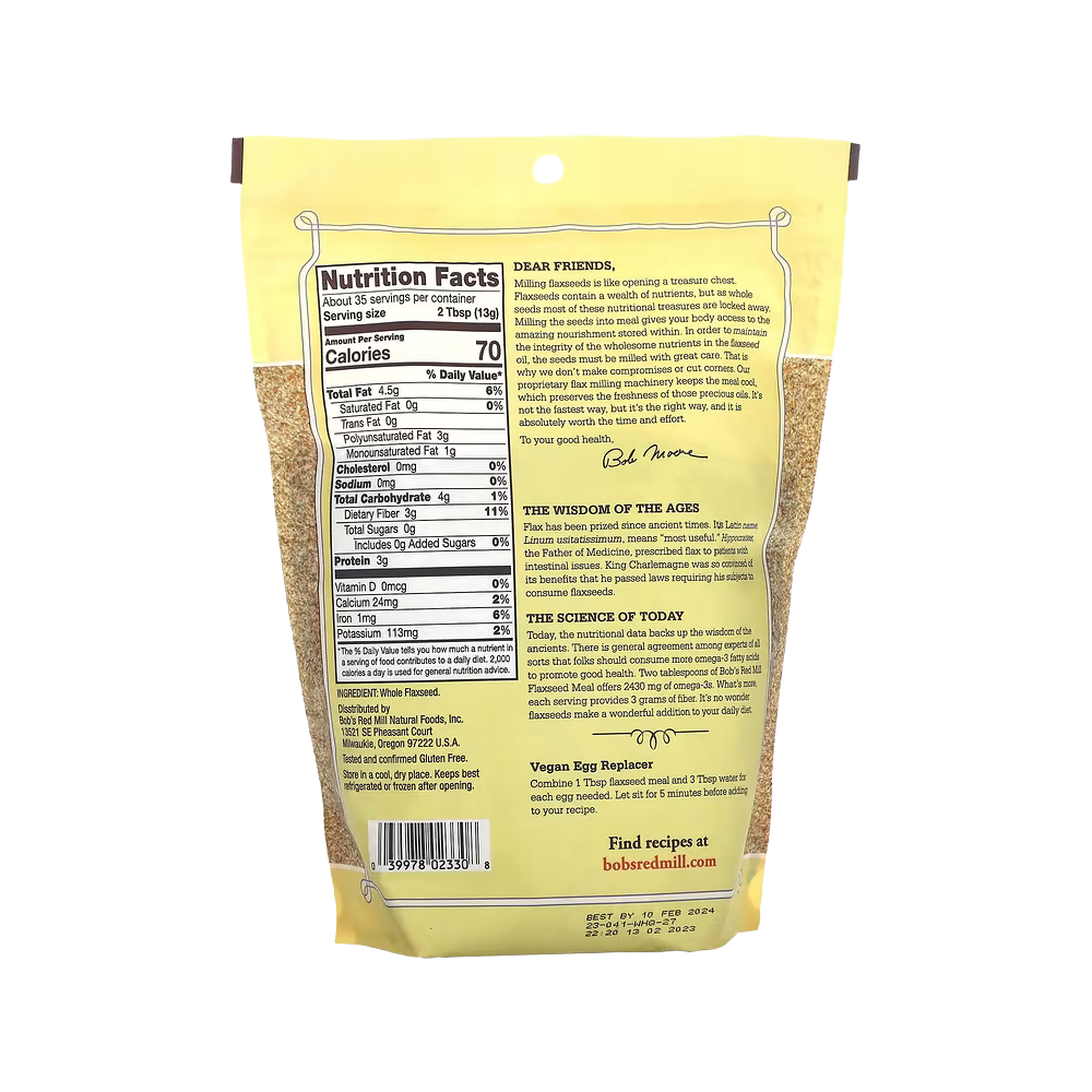 Bob’s Red Mill, Premium Whole Ground Flaxseed Meal, 16 oz (1lb ) 435 g