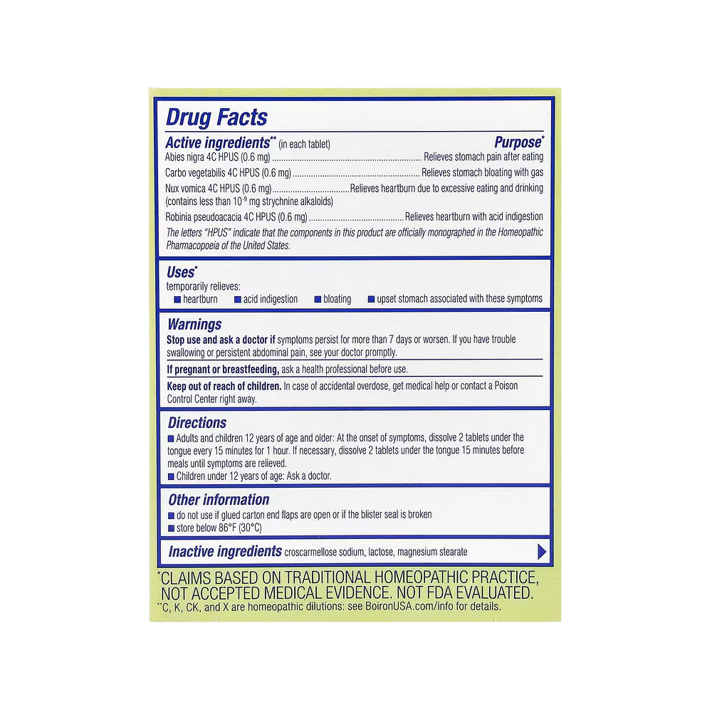 Boiron, Acidil, Heartburn Relief, Unflavored, 60 Meltaway Tablets