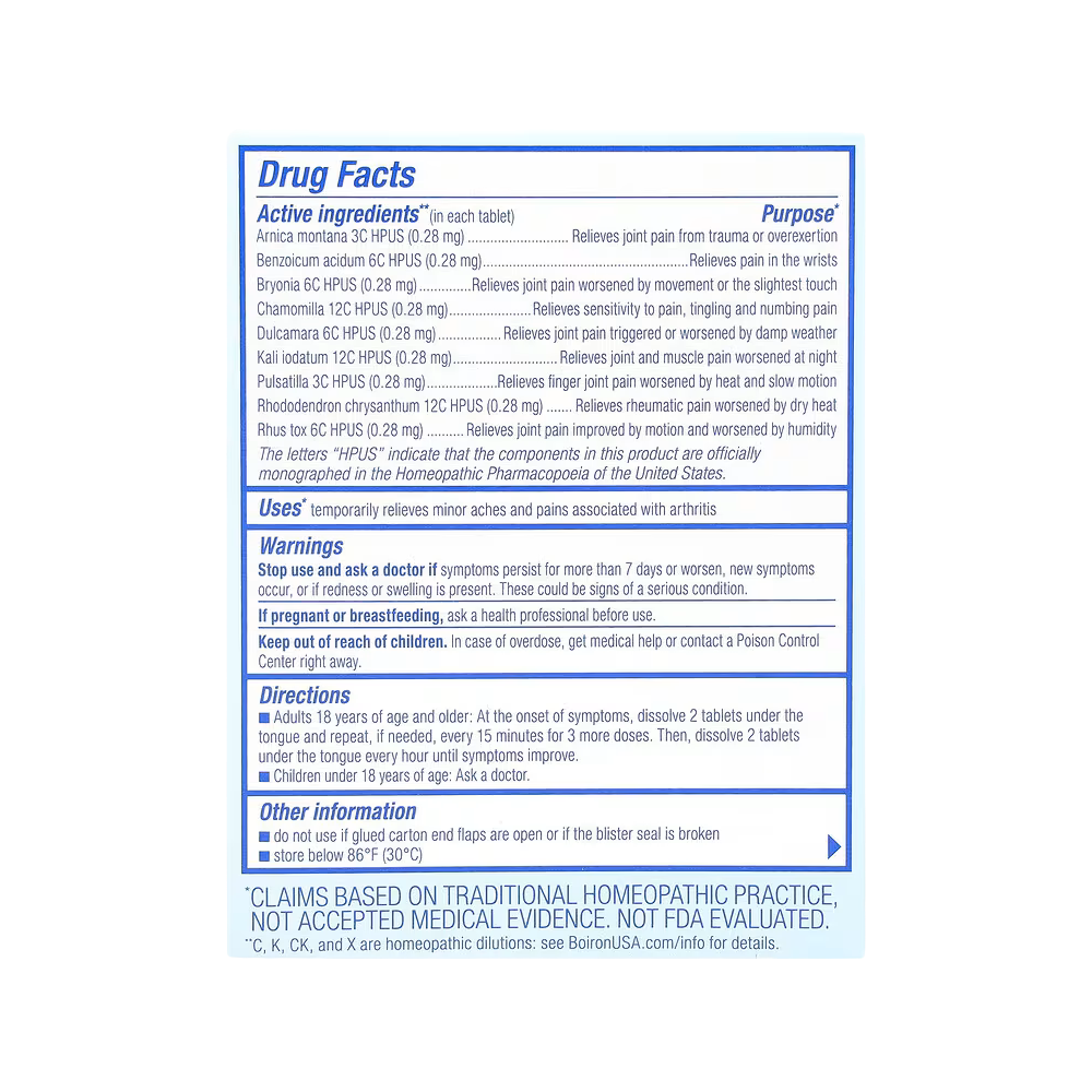 Boiron, Arnicare, Arthritis, Meltaway Tablets, Unflavored, 60 Meltaway Tablets