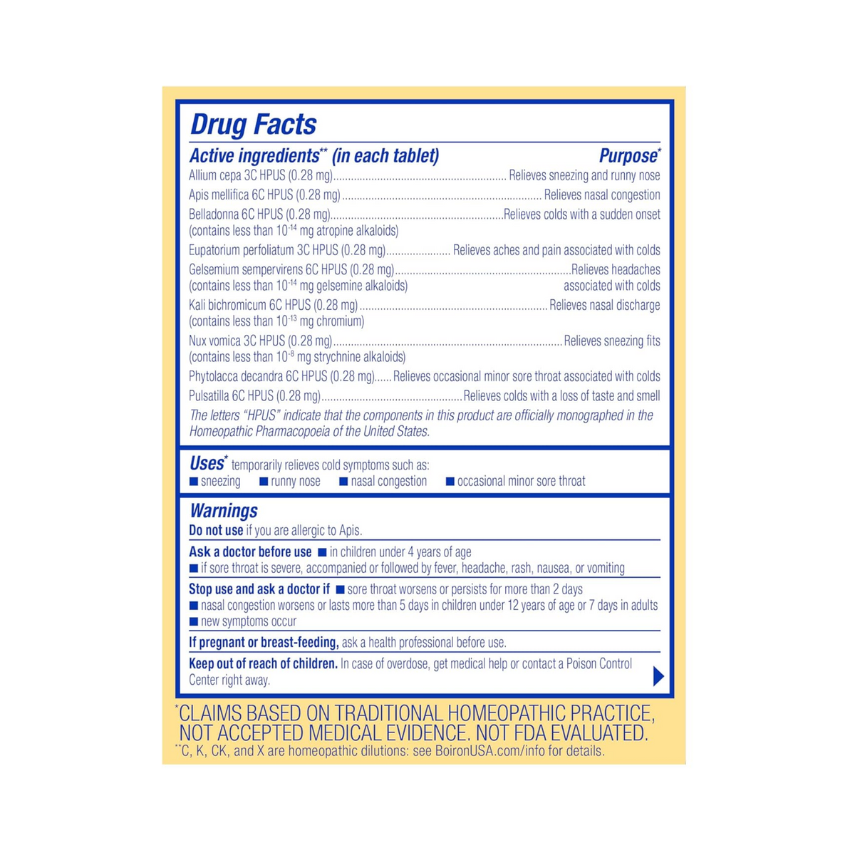 Boiron, Cold Calm, 60 melt away tablets