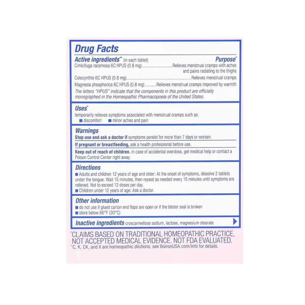 Boiron, Cyclease Cramps, Meltaway Tablets, Unflavored, 60 Meltaway Tablets