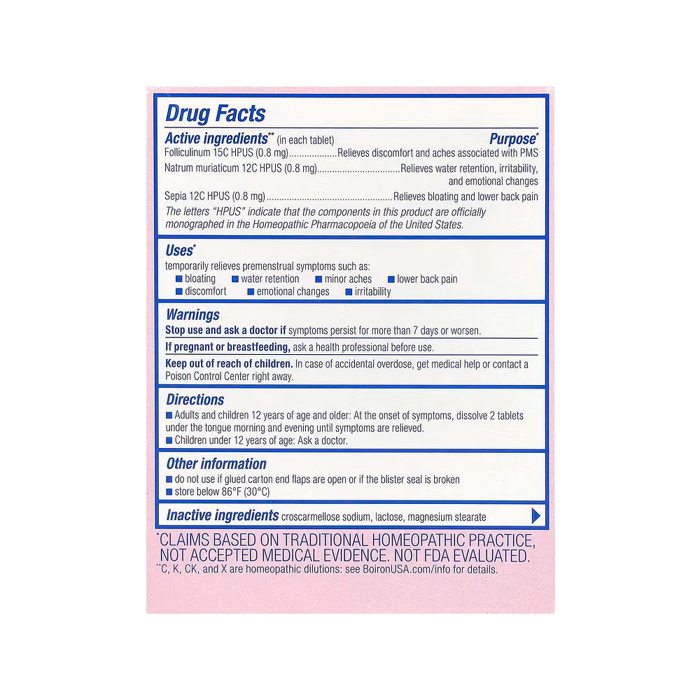 Boiron, Cyclease PMS, Unflavored, 60 Meltaway Tablets