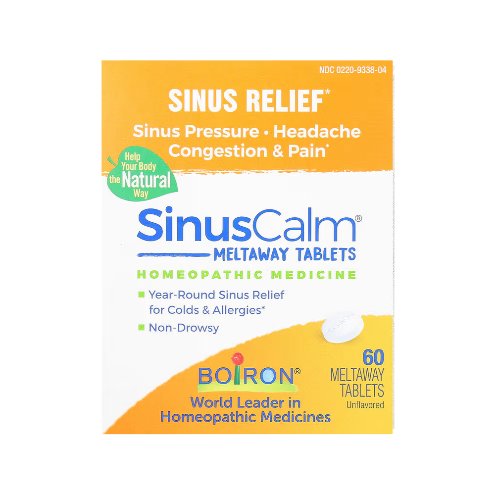 Boiron, SinusCalm®, Sinus Relief, Unflavored, 60 Meltaway Tablets