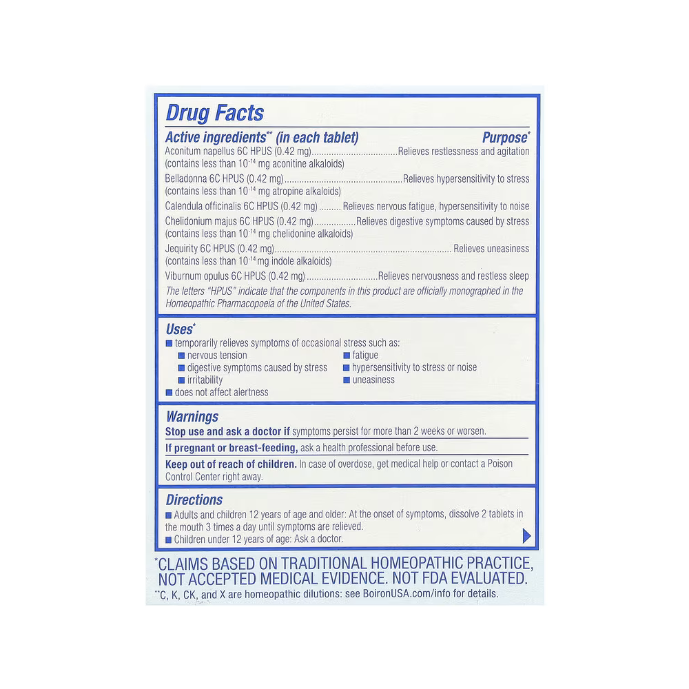 Boiron, StressCalm®, Unflavored, 60 Meltaway Tablets