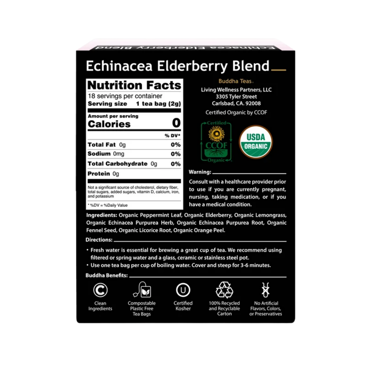 Buddha Teas, Echinacea Elderberry Blend