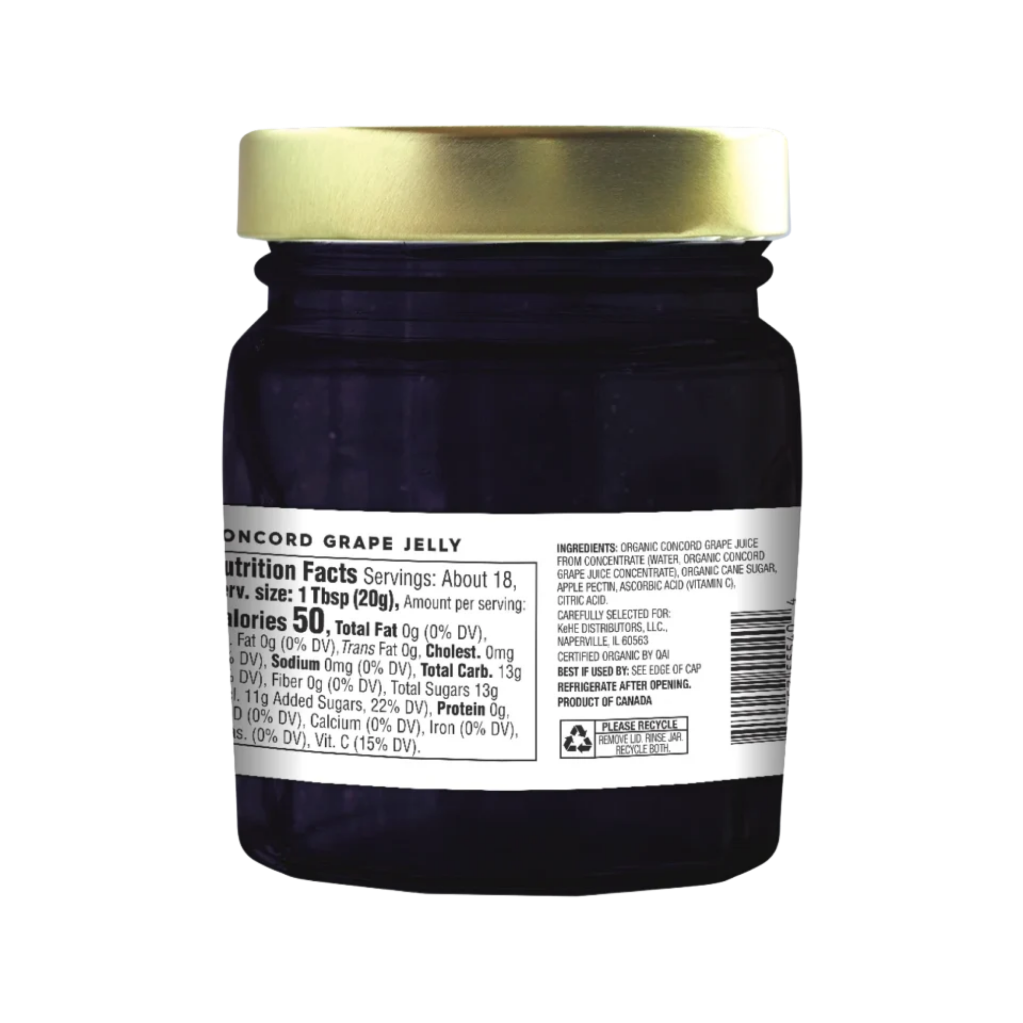 Cadia Organic, Concord grape jelly, 13 oz (368g)