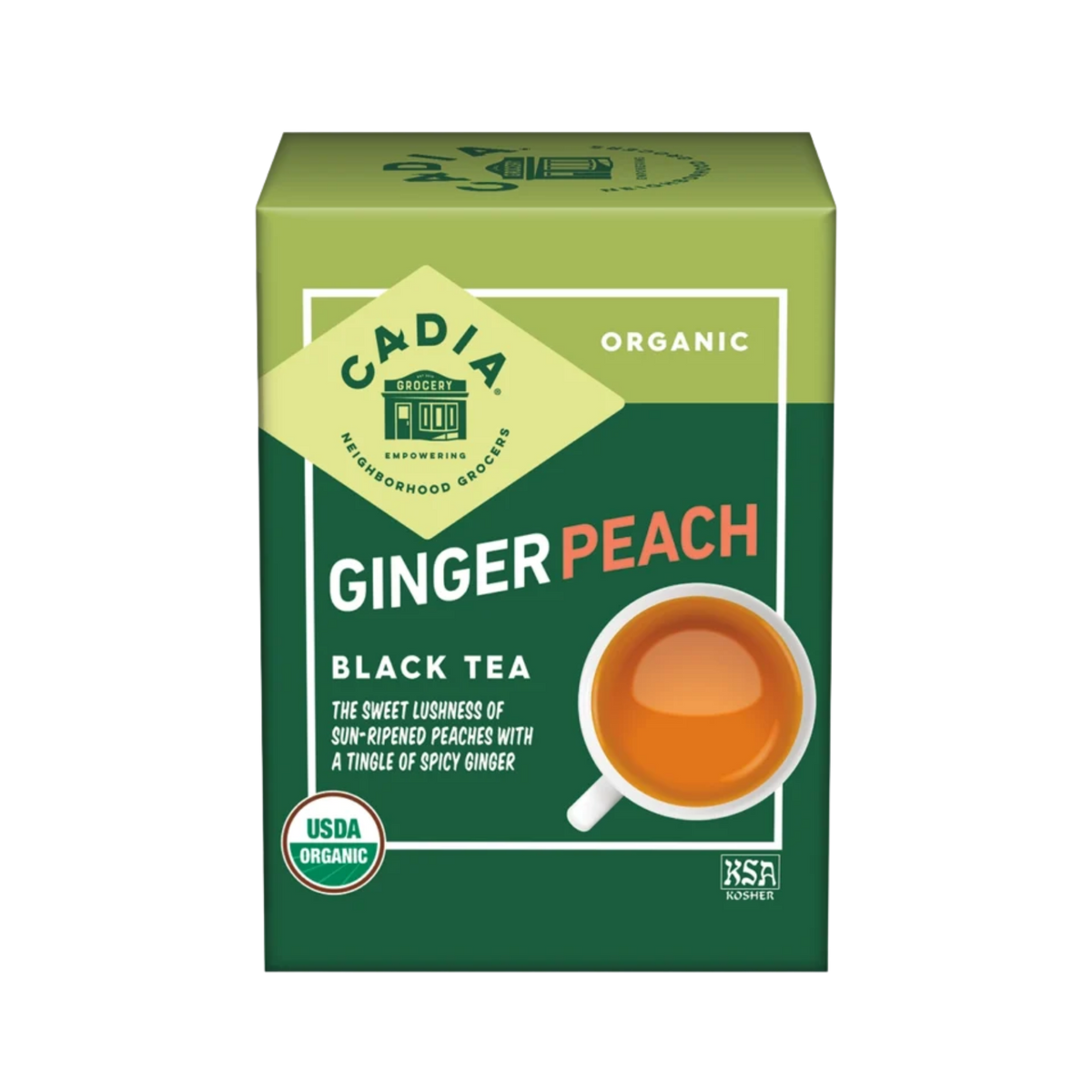 Cadia Organic, Ginger Peach Black Tea, 16 Tea Bags, 0.98oz (28g)