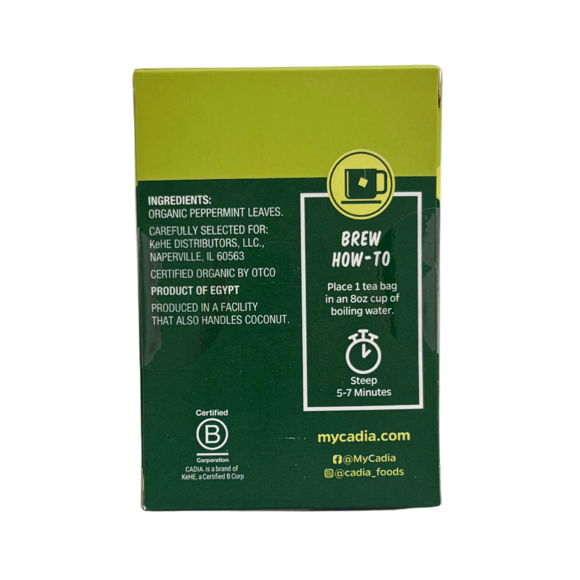 Cadia Organic, Peppermint, 16 Tea Bags, 0.98oz (28g)