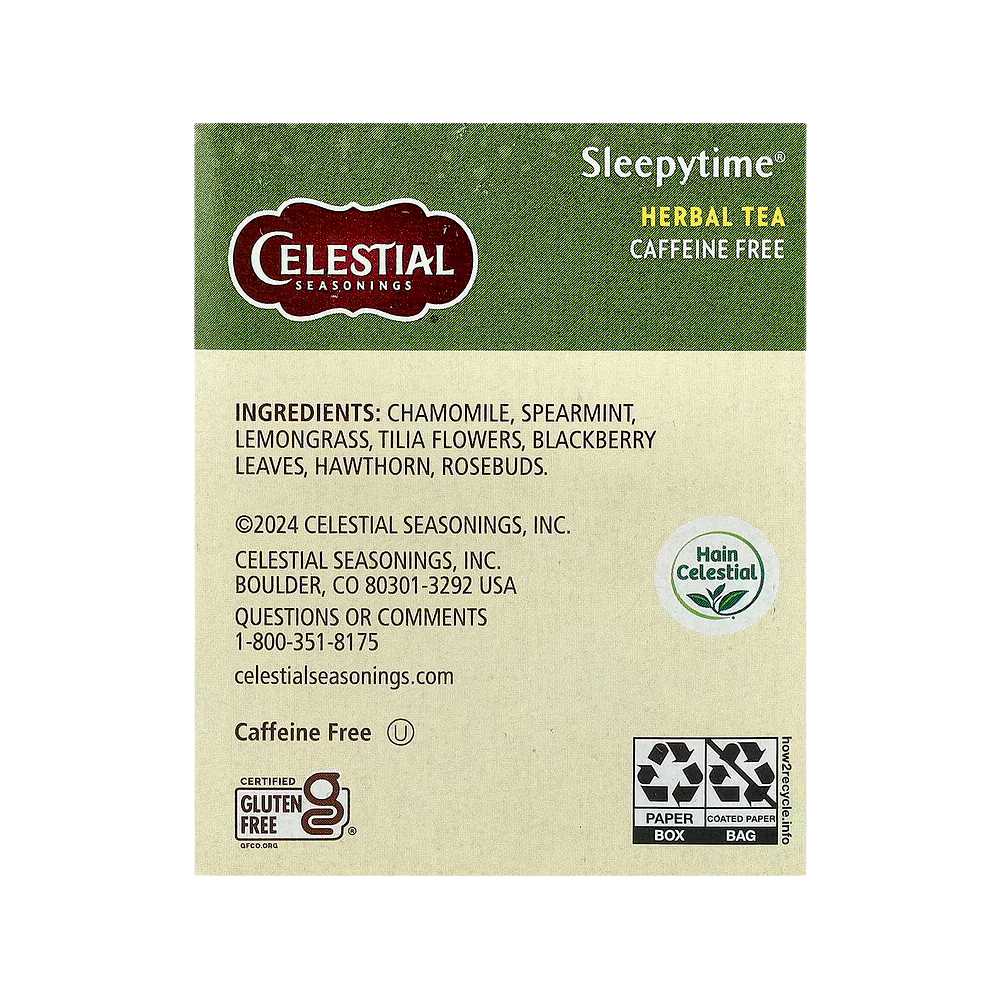 Celestial Seasonings, Herbal Tea, Sleepytime, Caffeine Free, 20 Tea Bags, 1 oz (29 g)