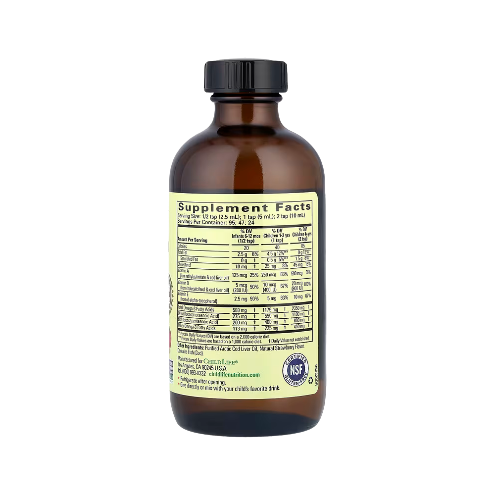 ChildLife Essentials, Pure Arctic Cod Liver Oil, Natural Strawberry, 8 fl oz (237 ml)