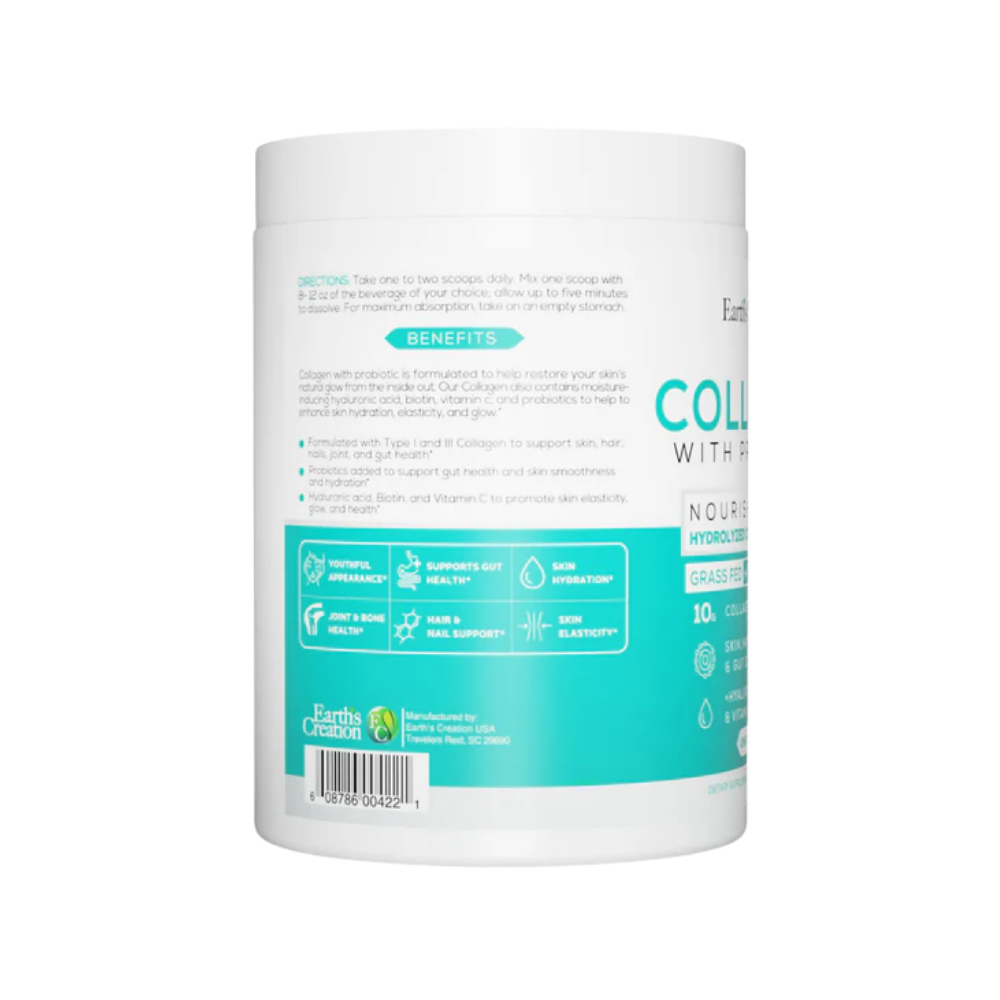 Earth Creation, Collagen With Probiotics, Powder, unflavored (227g)