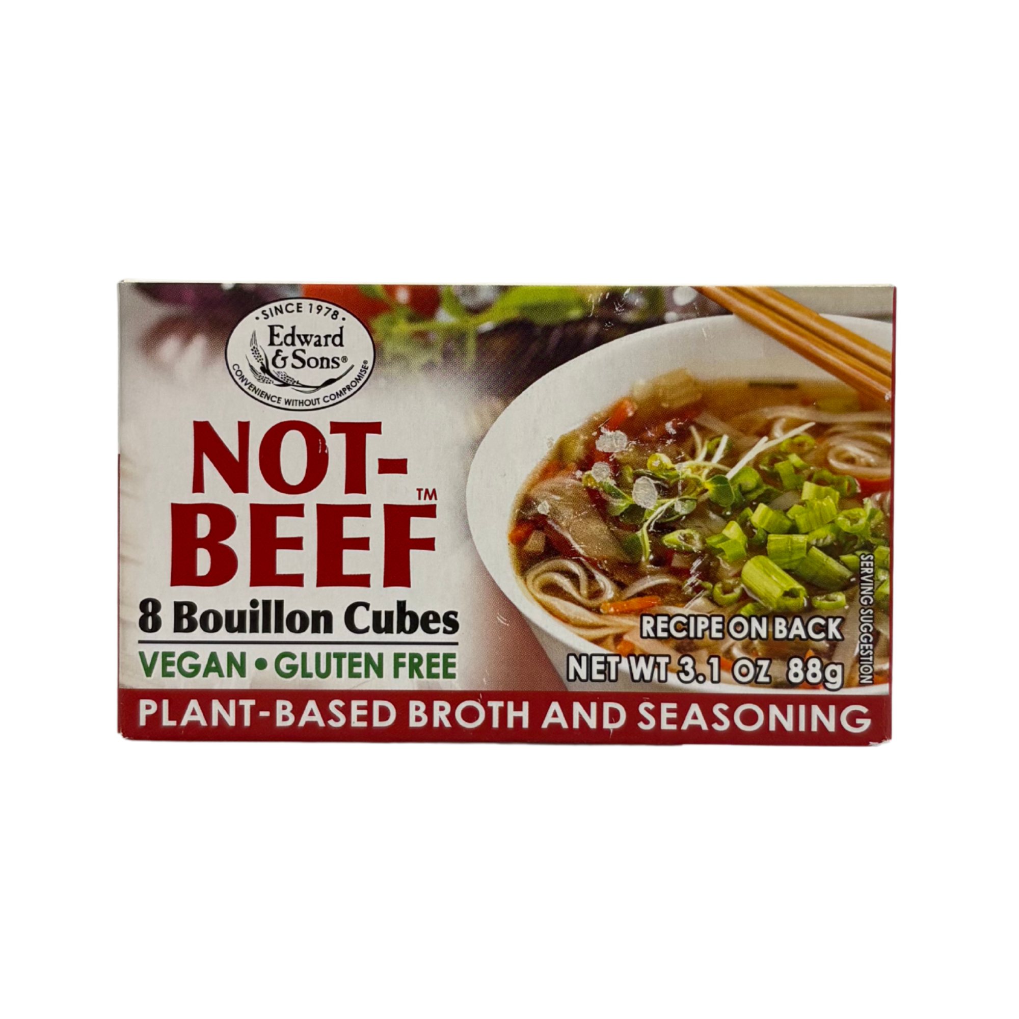 Edward & Sons, Not Beef, Bouillon Cubes, 8 Cubes, 3.1 oz (88g)