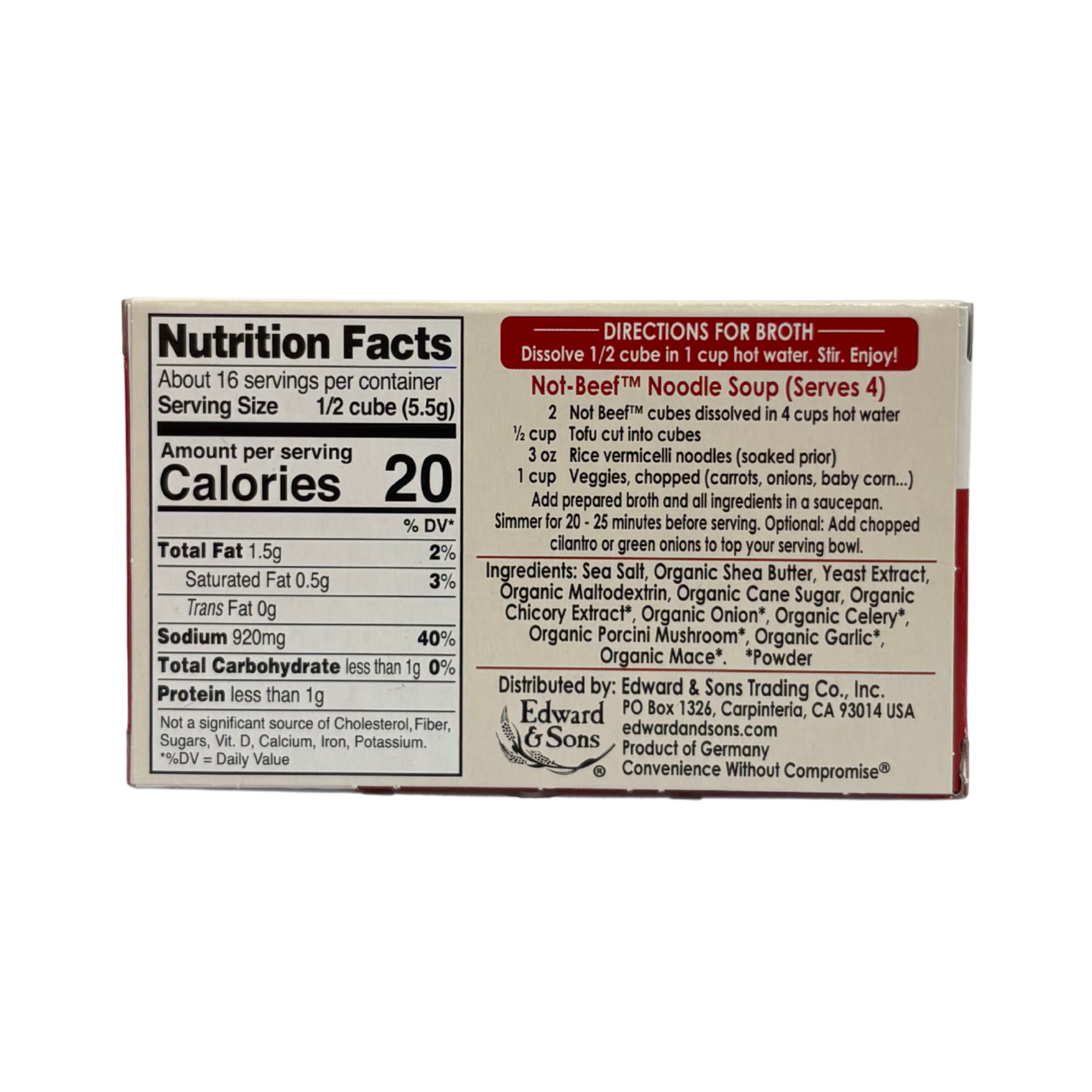 Edward & Sons, Not Beef, Bouillon Cubes, 8 Cubes, 3.1 oz (88g)