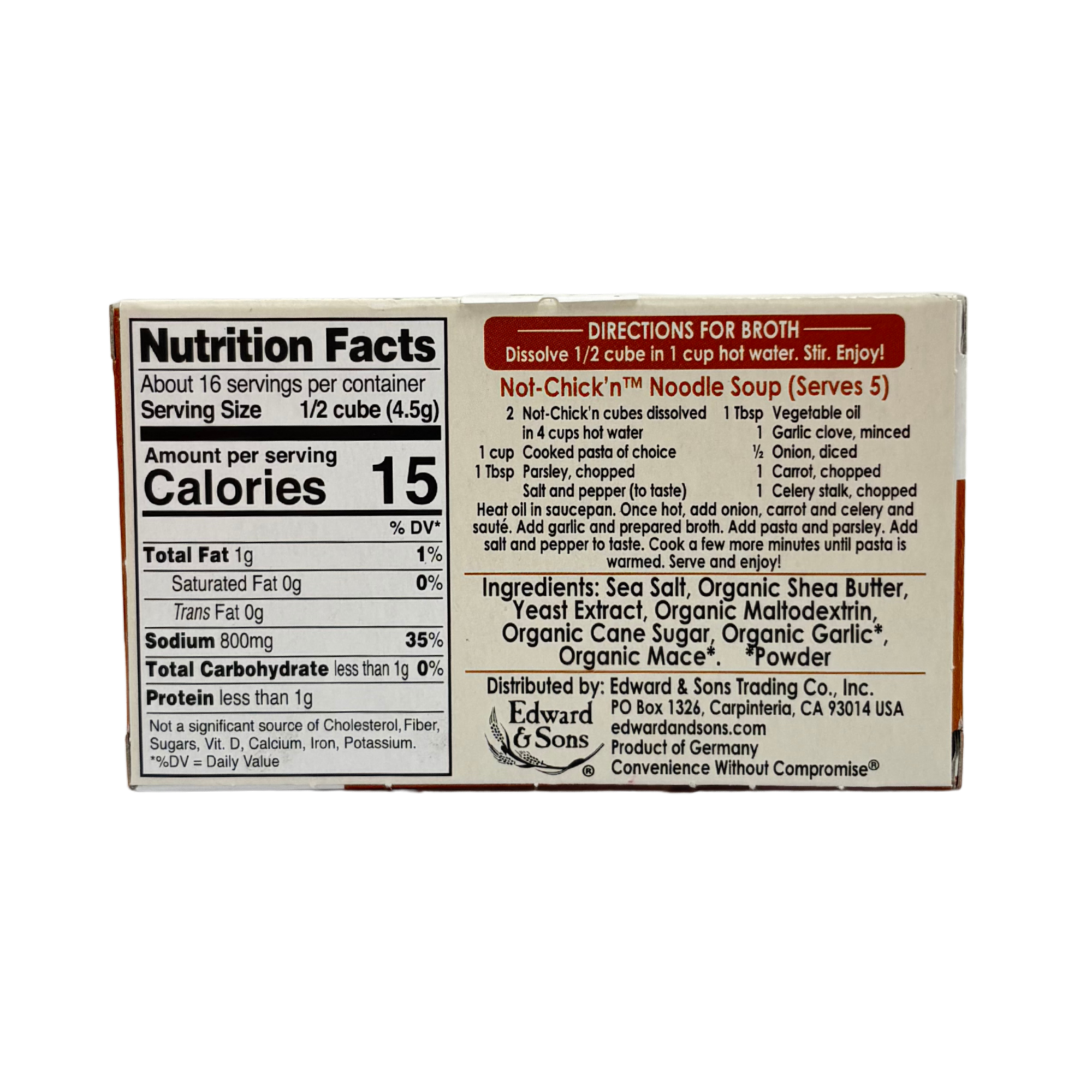 Edward & Sons, Not Chick’n , Bouillon Cubes, 8 Cubes, 3.1 oz (88g)
