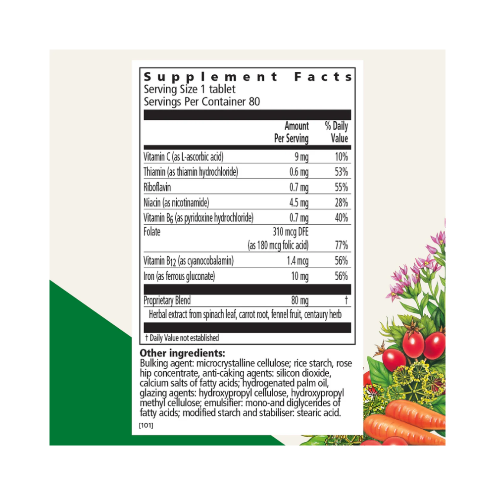 Floradix, Iron + Herbs, 80 Tablets