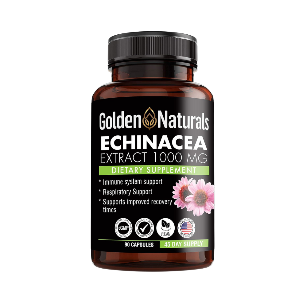 Golden Naturals, Echinacea Extract (1000mg), Immune System Support, 90 Capsules