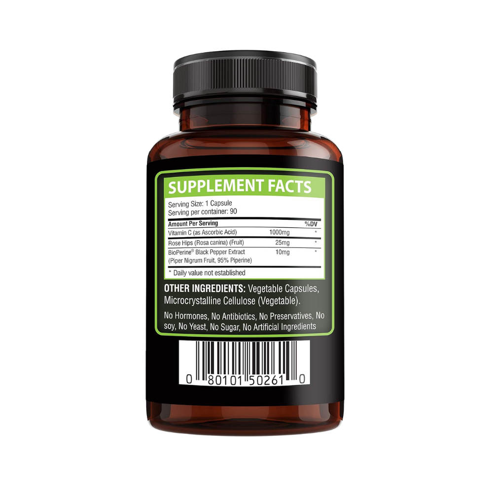 Golden Naturals, Vitamin C with All Natural Rose HIPS (1000mg), 90 Capsules