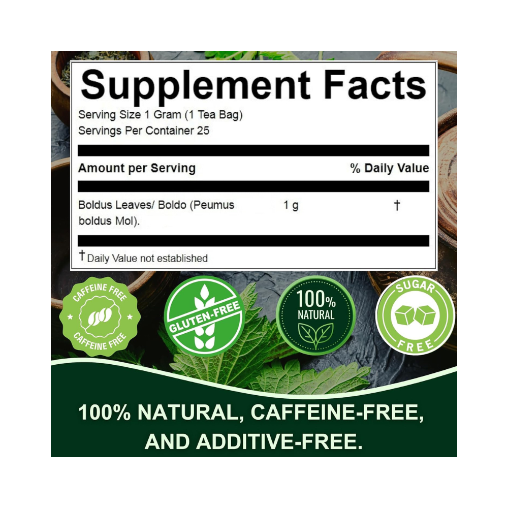 Hanan Peruvian Secrets, Boldo Boldus Leaves, 25 Tea Bags/0.87oz