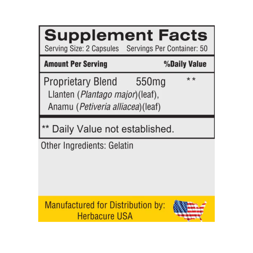 Herbacure, Anamu Llanten, 100 capsules