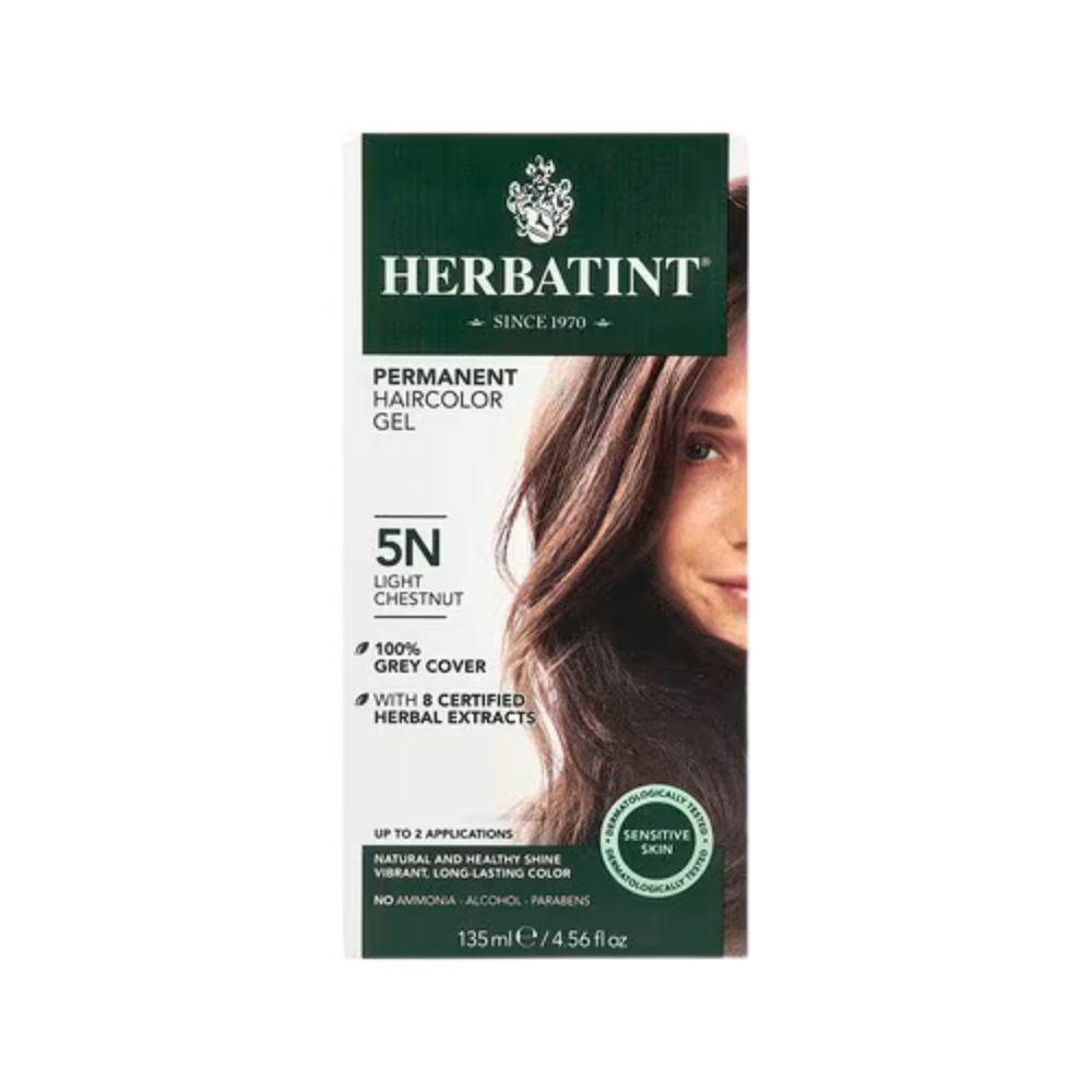 Herbatint, Permanent Haircolor Gel, 5N Light Chestnut, 4.56 fl oz (135 ml)