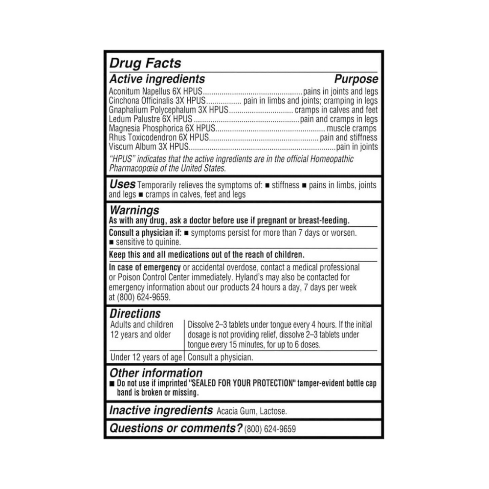 Hyland’s, Leg cramps, 100 homeopathic tablets