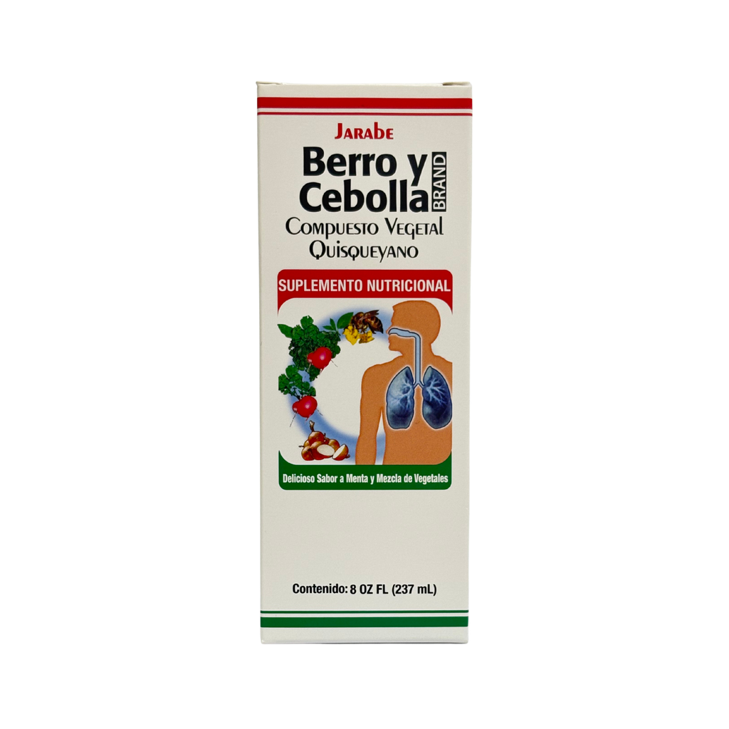 Jarabe Berro y Cebolla, Compuesto Vegetal Quisqueyano, 8oz, Mint and Vegetable Flavor