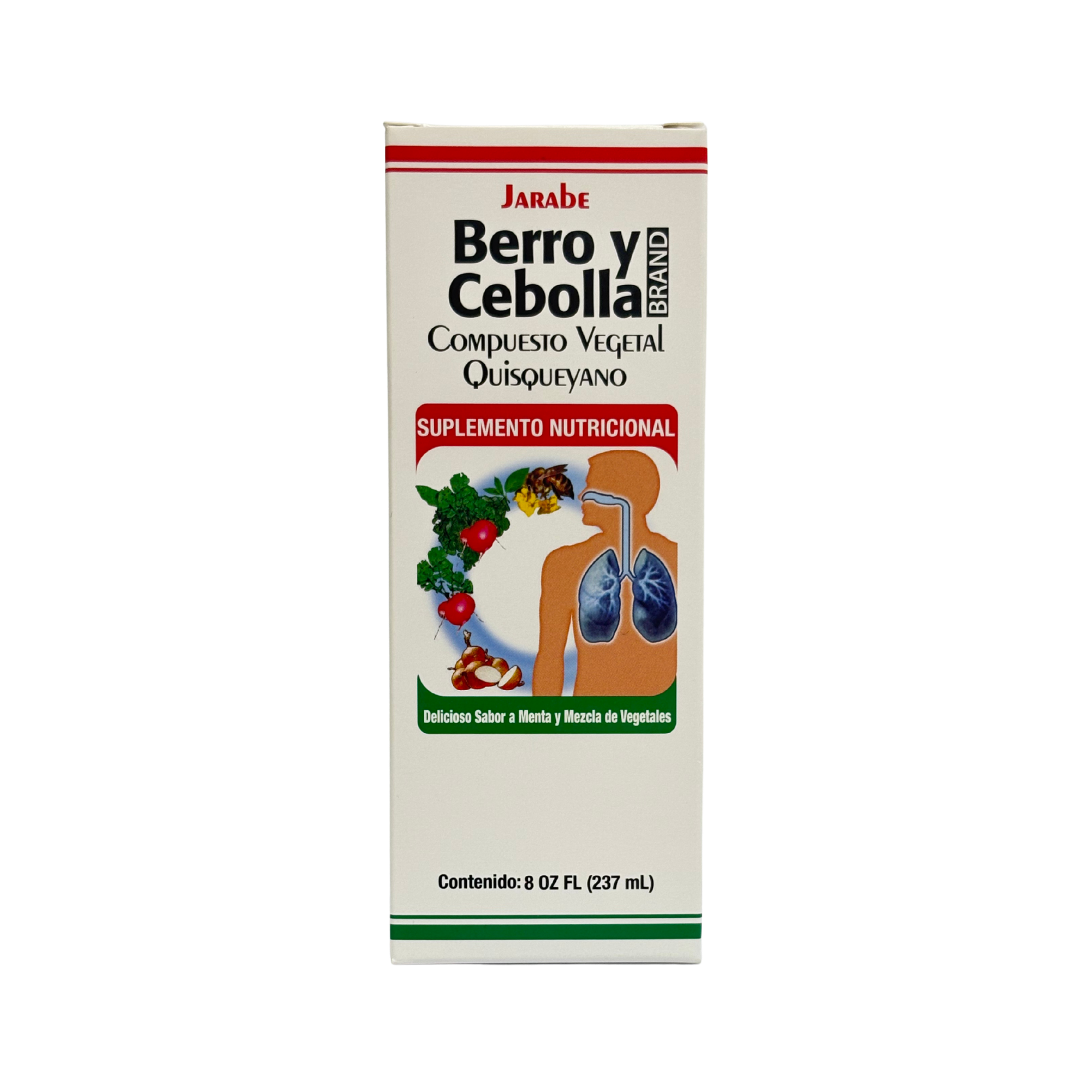 Jarabe Berro y Cebolla, Compuesto Vegetal Quisqueyano, 8oz, Mint and Vegetable Flavor