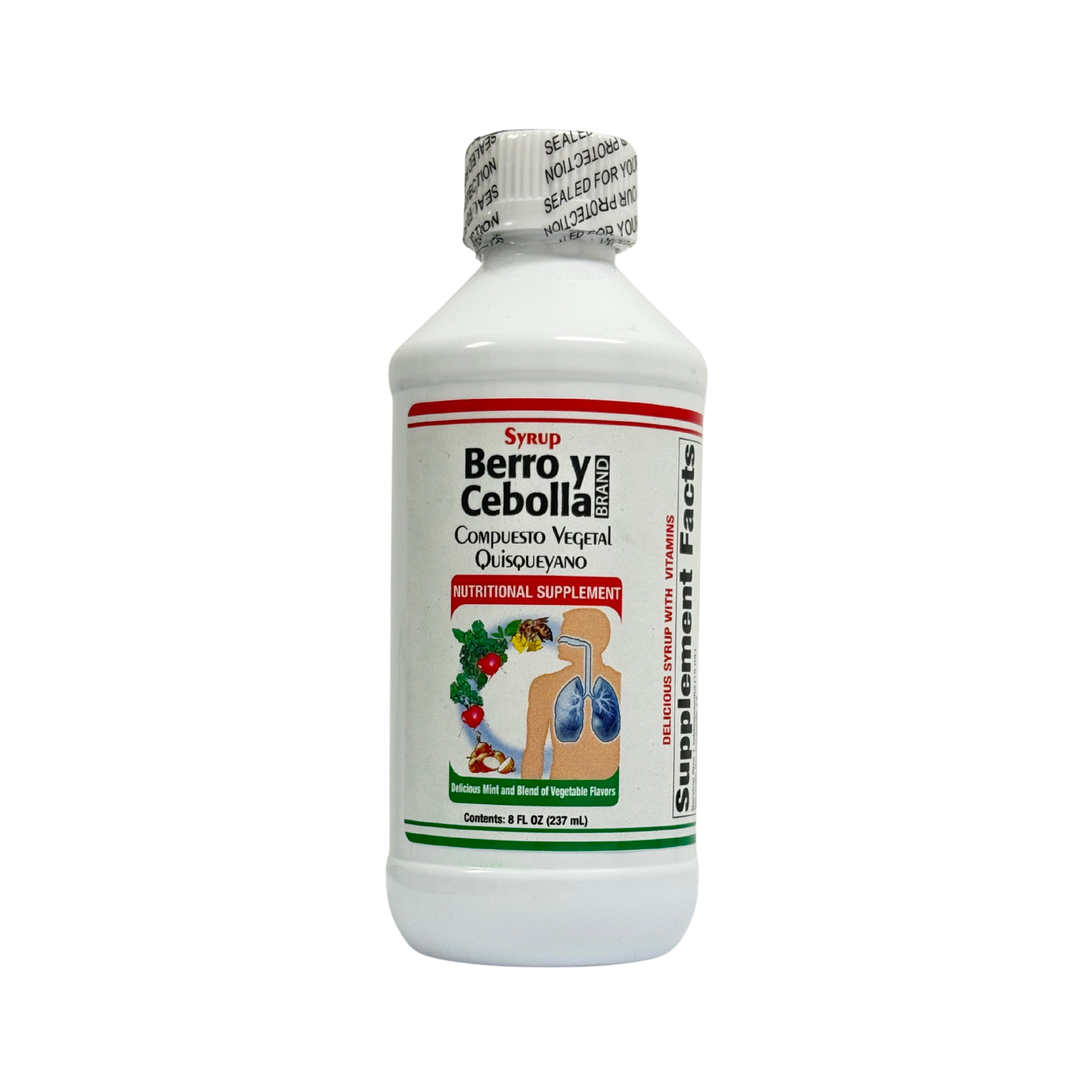 Jarabe Berro y Cebolla, Compuesto Vegetal Quisqueyano, 8oz, Mint and Vegetable Flavor