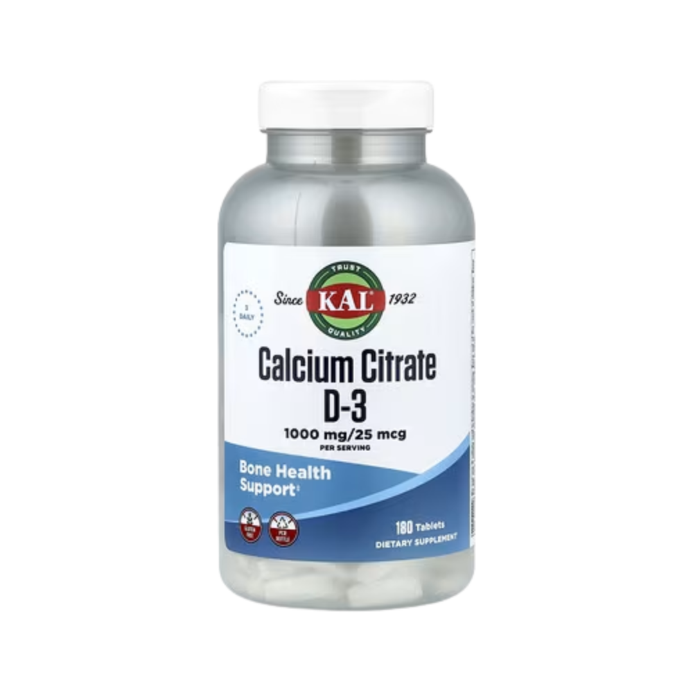 KAL, Calcium Citrate D-3, 180 Tablets