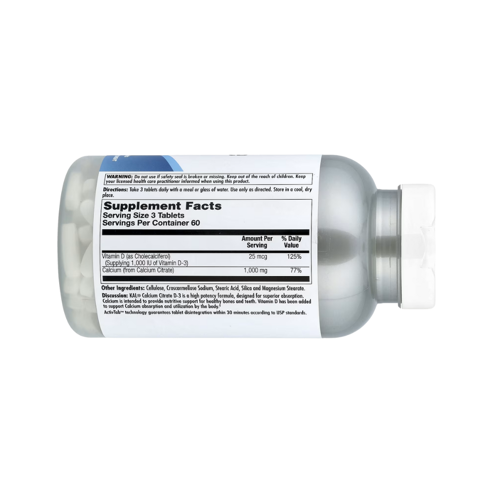 KAL, Calcium Citrate D-3, 180 Tablets