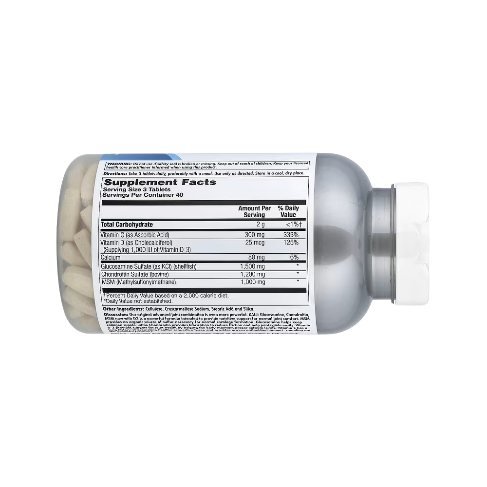 KAL, Glocosamine Chondroitin MSM D-3, 120 Tablets