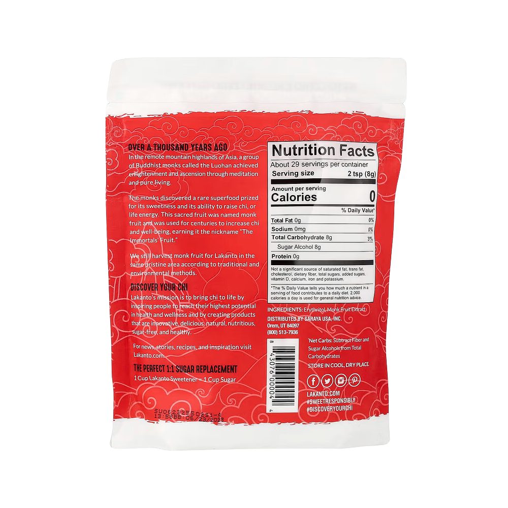 Lakanto, Monkfruit Sweetener with erythritol, 8.39 oz (235 g)