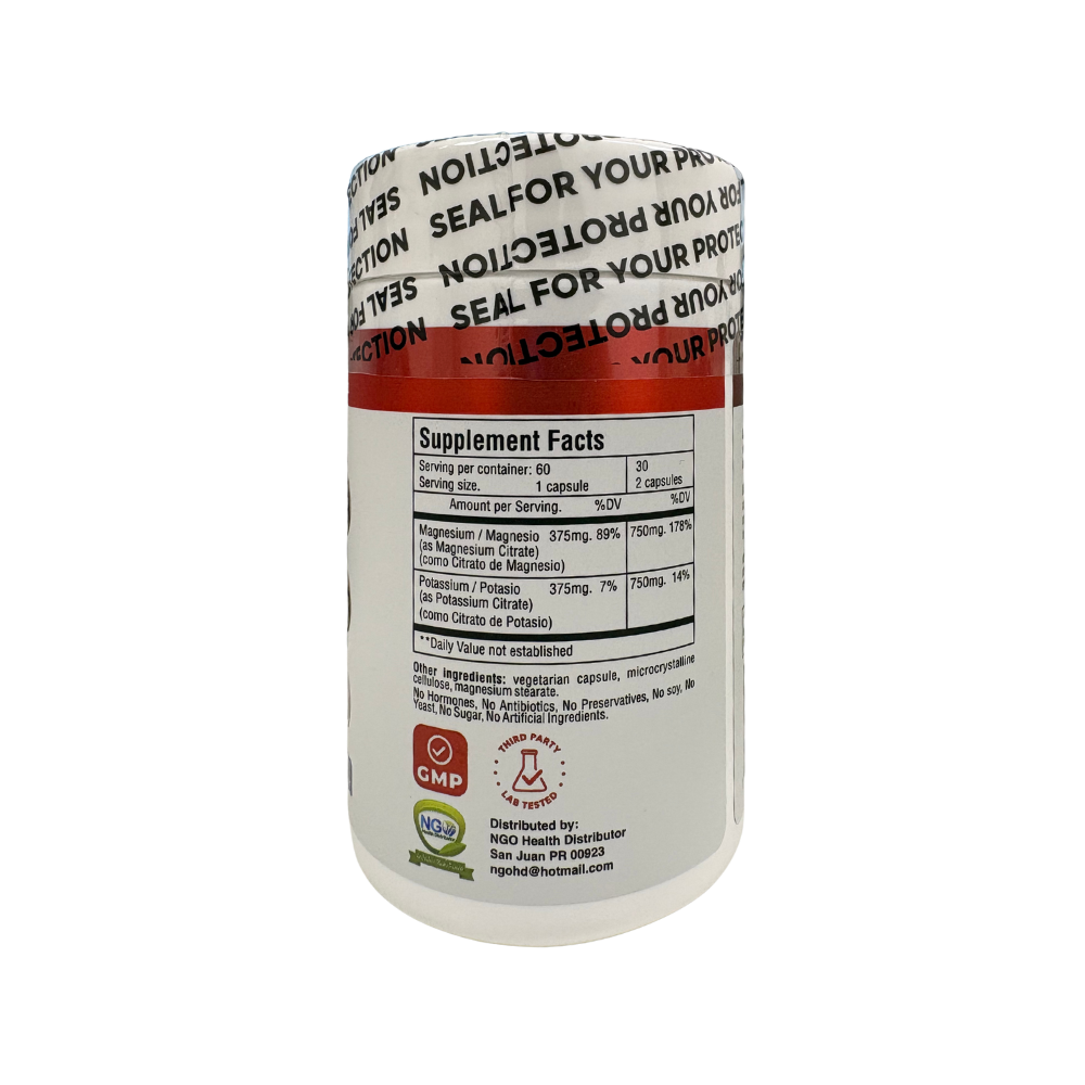NGO Labs, Magnesium + Potassium Citrate, 60 capsules