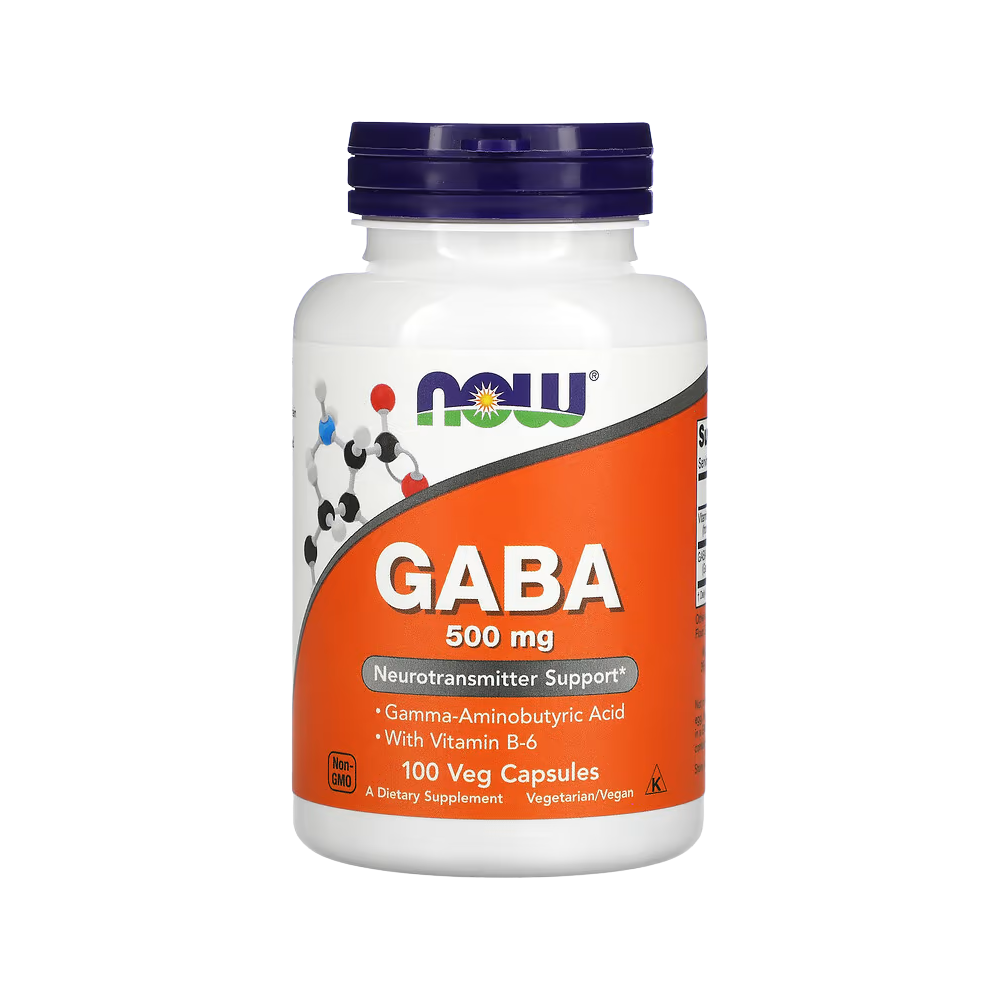 NOW Foods, GABA with Vitamin B-6 500mg, 100 Veg Capsules